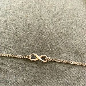 Tiffany & Co 925 sterling silver double chain with infinity charm